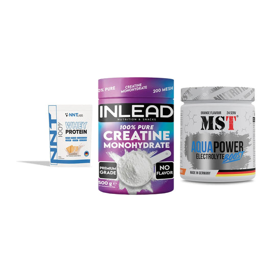 Einsteiger-Set: NNT Whey + INLEAD Creatine + MST Aqua Power – alle enthaltenen Artikel