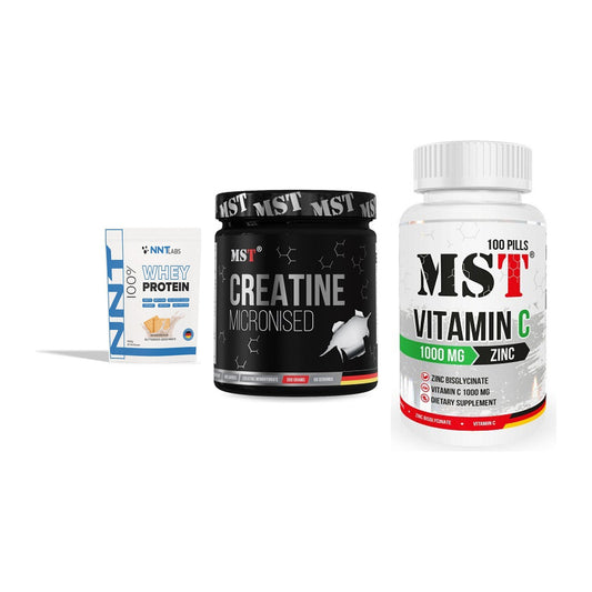 Einsteiger-Set: NNT Whey + MST Creatin + MST Vitamin C – alle enthaltenen Artikel