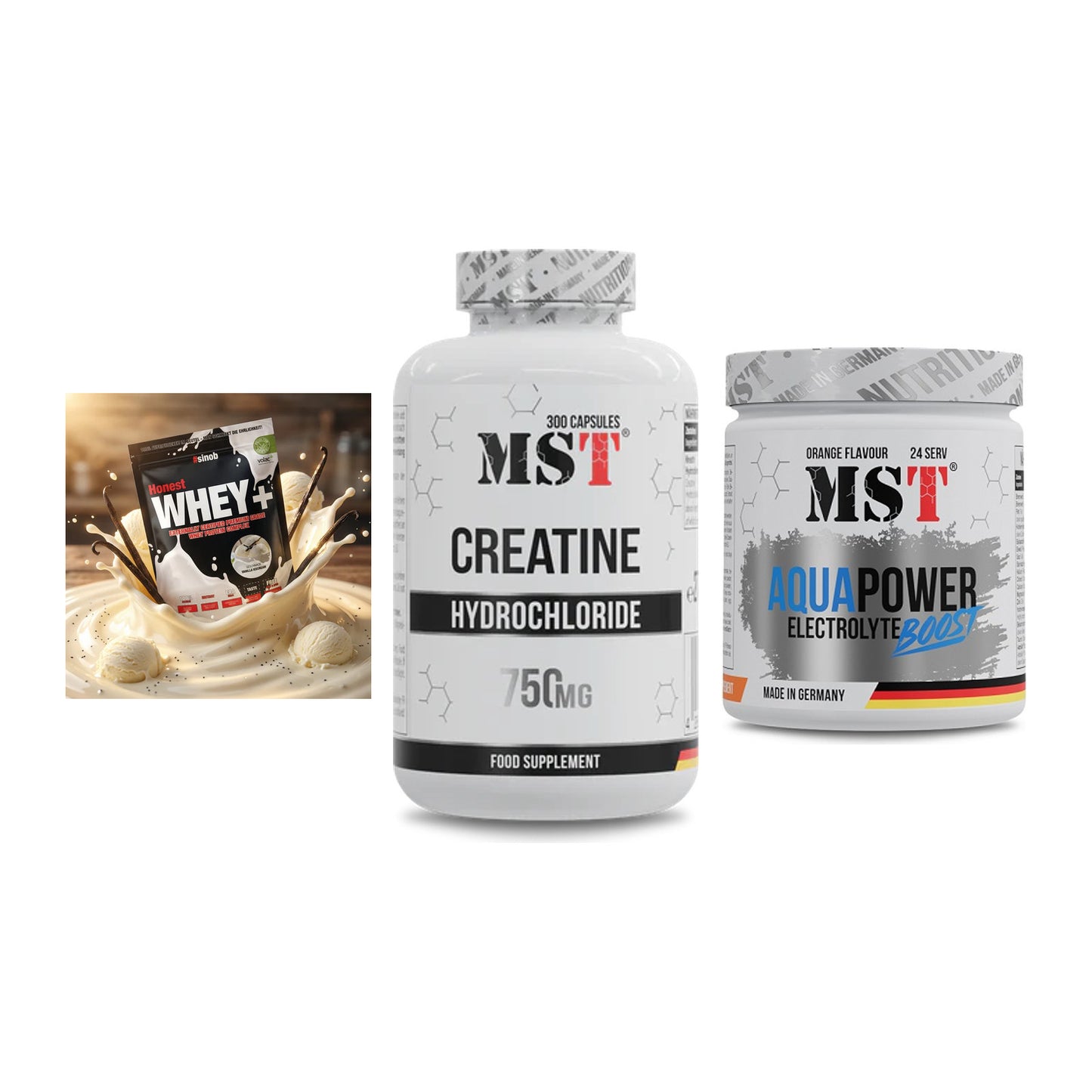 Einsteiger-Set: Sinob Honest + MST Creatine HCL + MST Aqua Power – alle enthaltenen Artikel