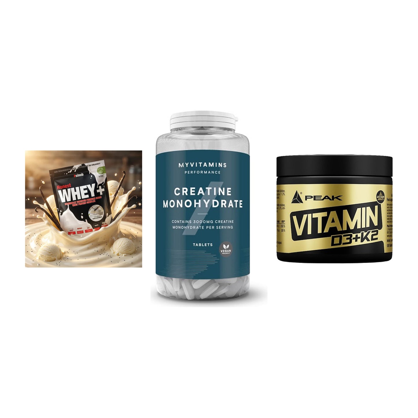 Einsteiger-Set: Sinob Honest + MyProtein + Peak Vitamin – alle enthaltenen Artikel