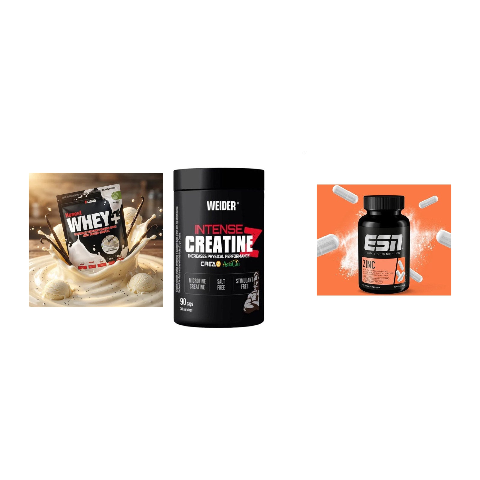 Einsteiger-Set: Sinob Honest + Weider Intense + ESN Zinc – alle enthaltenen Artikel