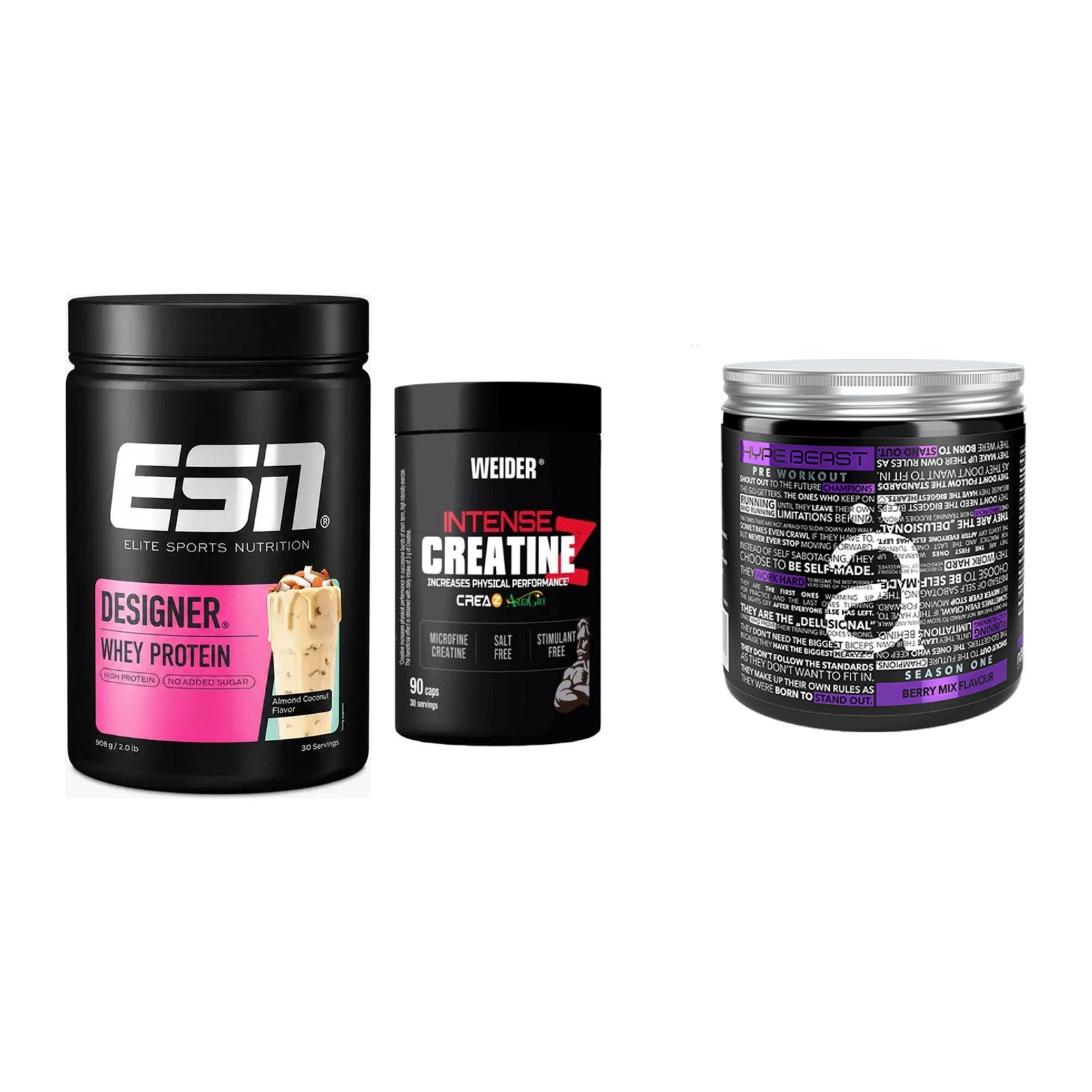 Einsteiger-Set: ESN Designer + Weider Intense + Nanosupps Hype – alle enthaltenen Artikel