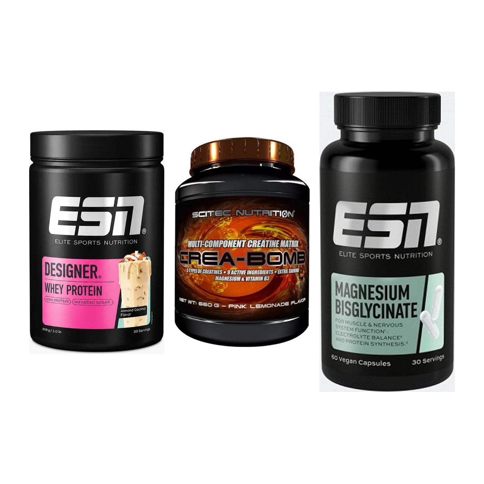Einsteiger-Set: ESN Designer + Scitec Crea-Bomb + ESN Magnesium – alle enthaltenen Artikel