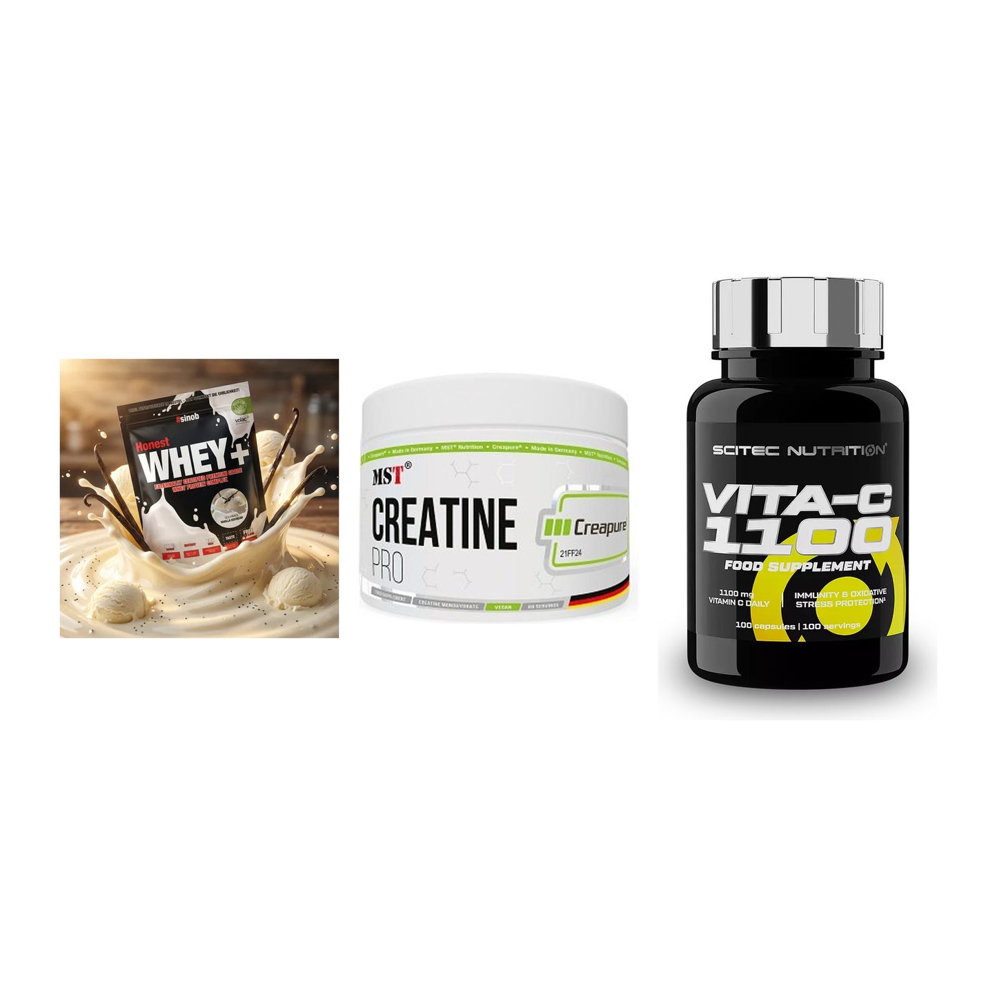 Einsteiger-Set: Sinob Honest + MST Creatin Pro + Scitec Vitamin C – alle enthaltenen Artikel