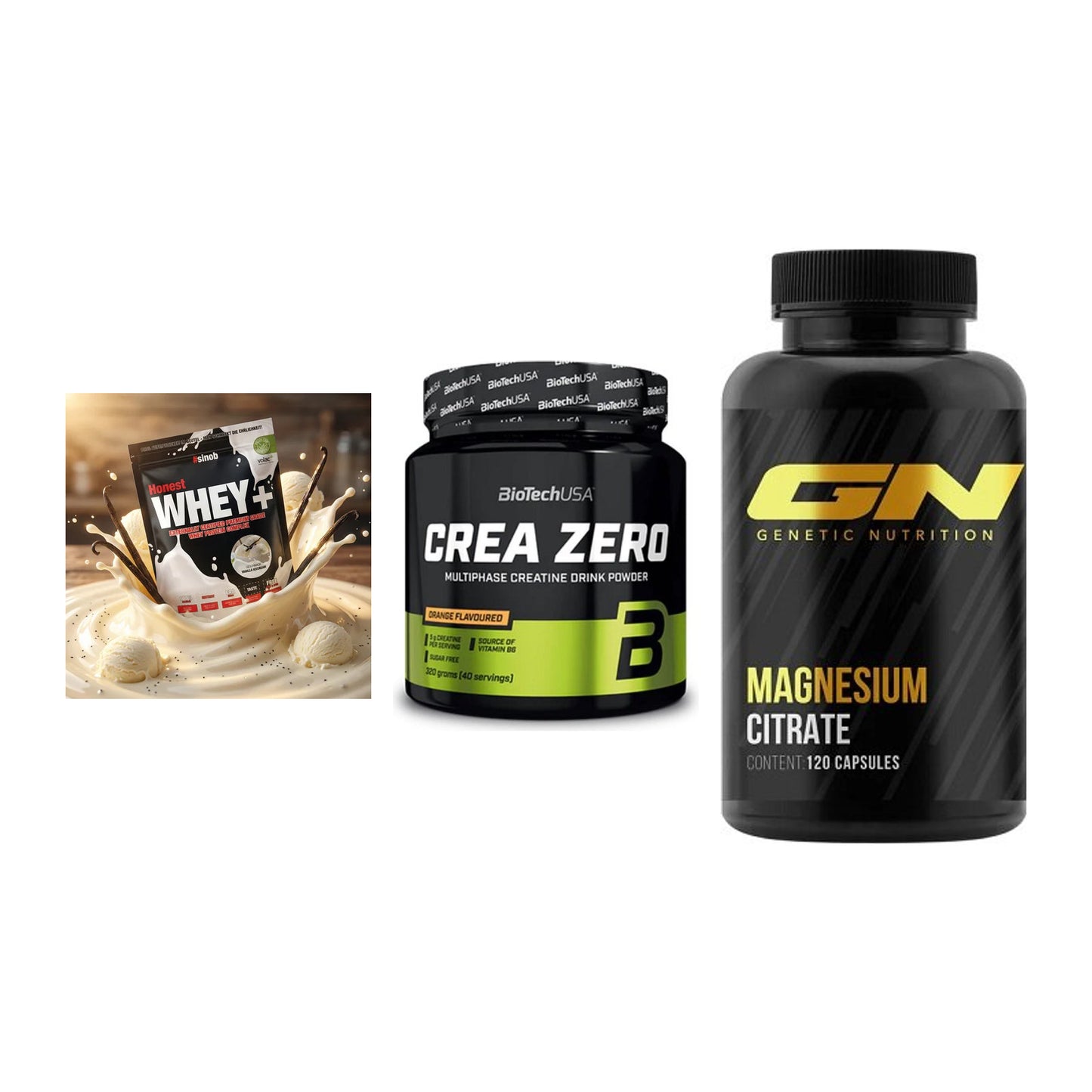 Einsteiger-Set: Sinob Honest + BioTech Crea + GN Magnesium – alle enthaltenen Artikel