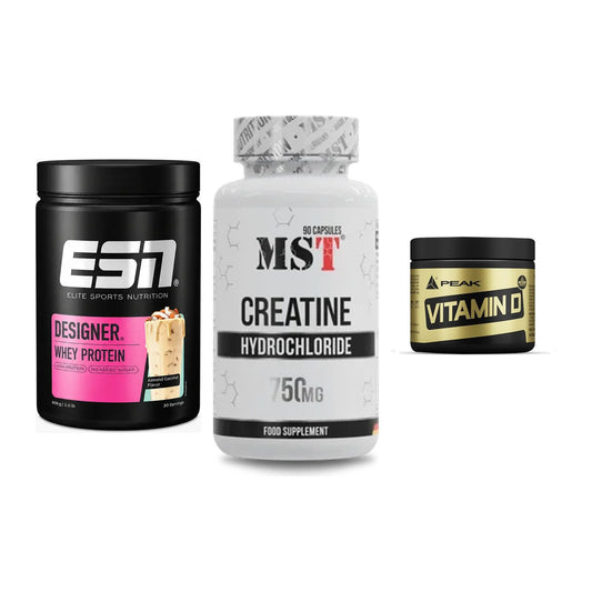Einsteiger-Set: ESN Designer + MST Creatin HCL + Peak Vitamin D – alle enthaltenen Artikel
