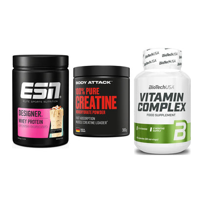 Einsteiger-Set: ESN Designer + Body Attack 100% + BioTech Vitamin – alle enthaltenen Artikel