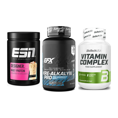 Einsteiger-Set: ESN Designer + EFX Kre-Alkalyn + BioTech Vitamin – alle enthaltenen Artikel