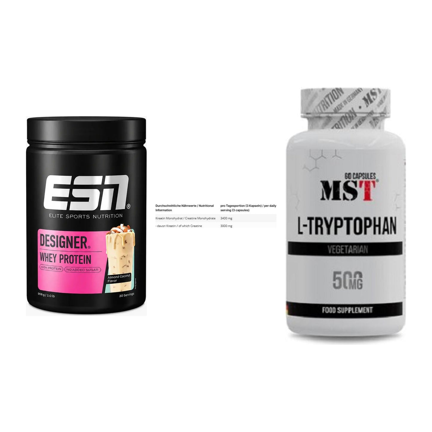 Einsteiger-Set: ESN Designer + INLEAD Creatine + MST Tryptophan – alle enthaltenen Artikel