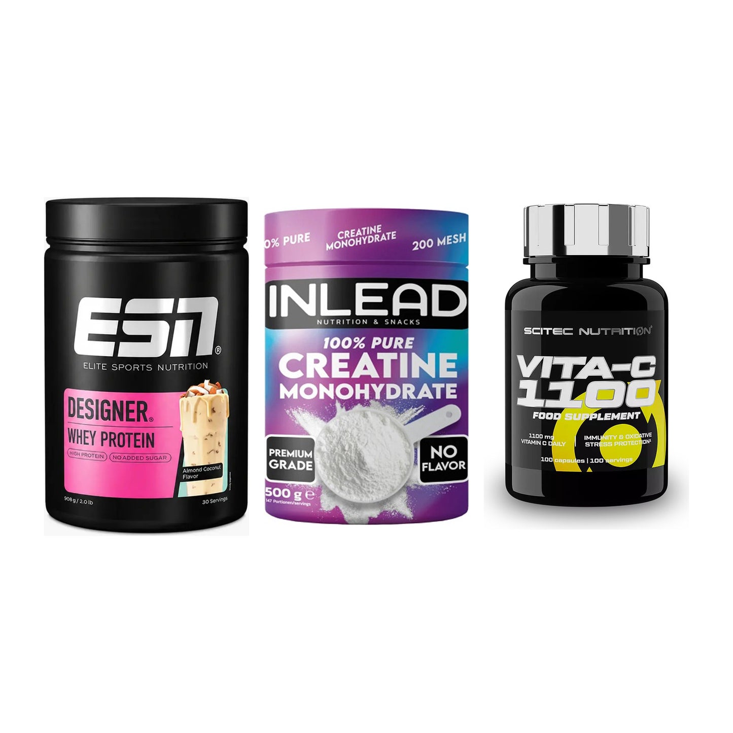 Einsteiger-Set: ESN Designer + INLEAD Creatine + Scitec Vitamin C – alle enthaltenen Artikel