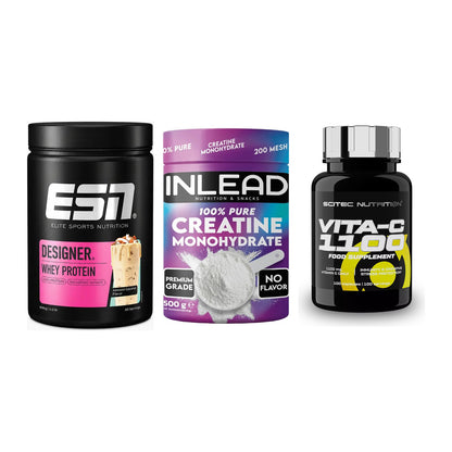 Einsteiger-Set: ESN Designer + INLEAD Creatine + Scitec Vitamin C – alle enthaltenen Artikel
