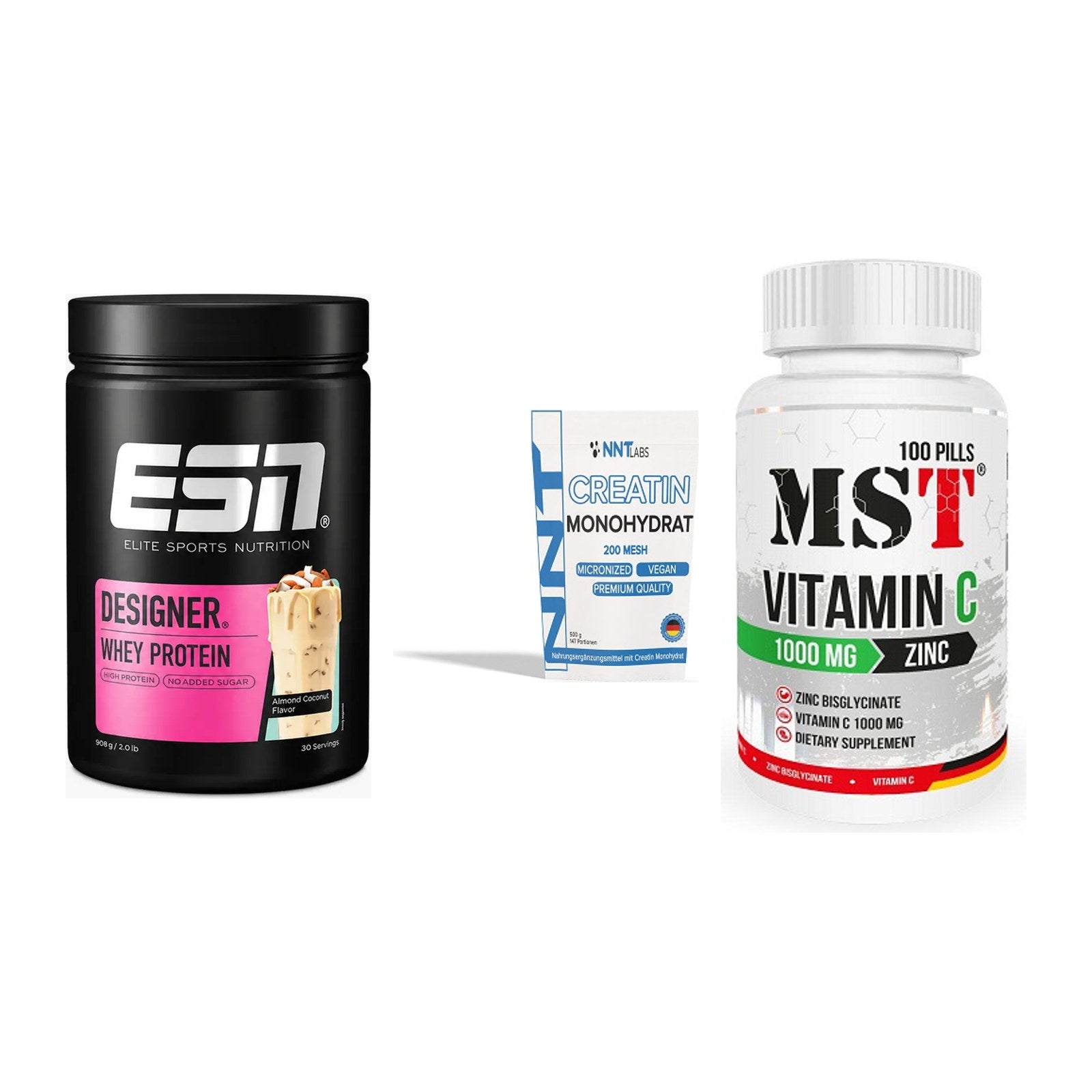 Einsteiger-Set: ESN Designer + NNT Creatin + MST Vitamin C – alle enthaltenen Artikel