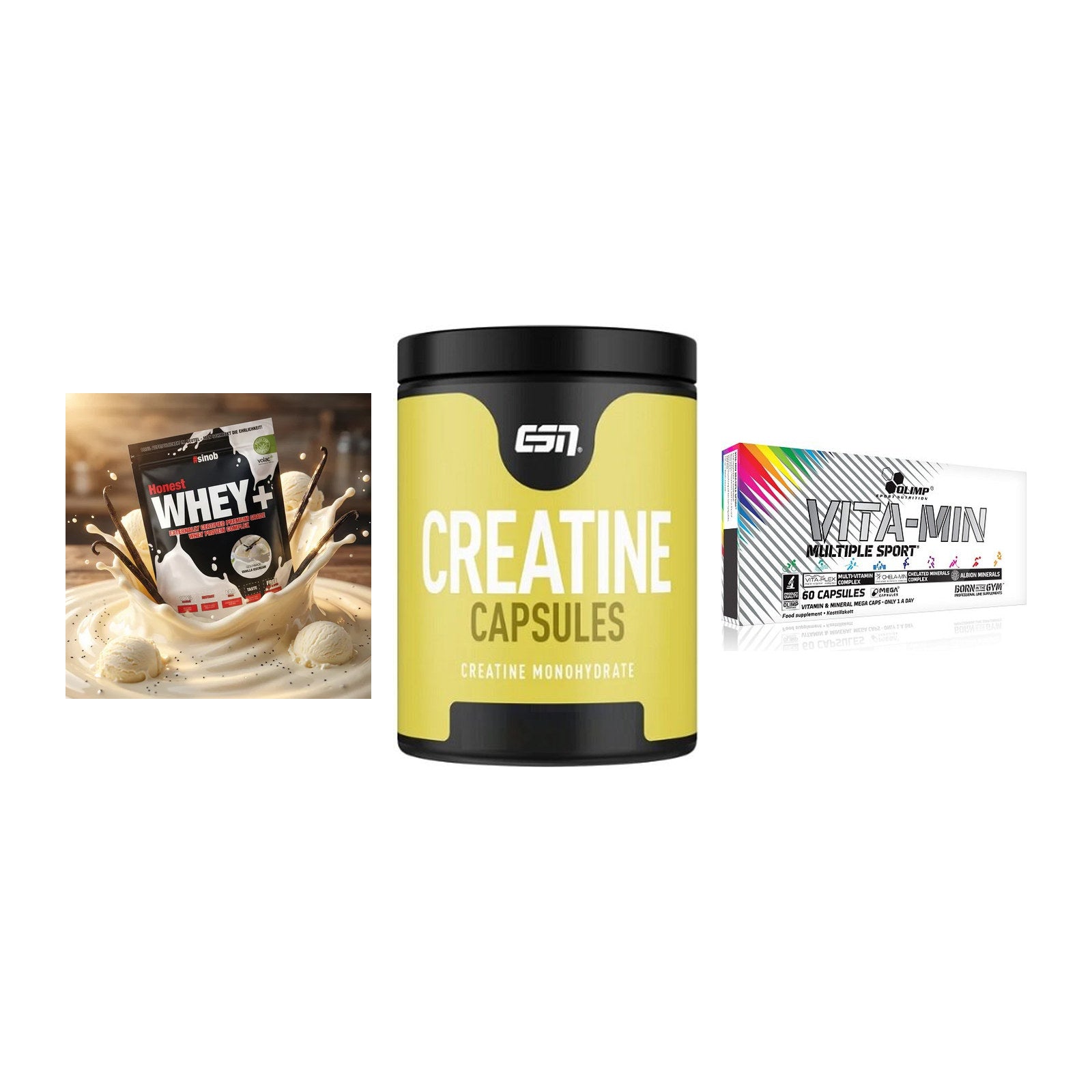 Einsteiger-Set: Sinob Honest + ESN Ultrapure + Olimp Vita-Min – alle enthaltenen Artikel