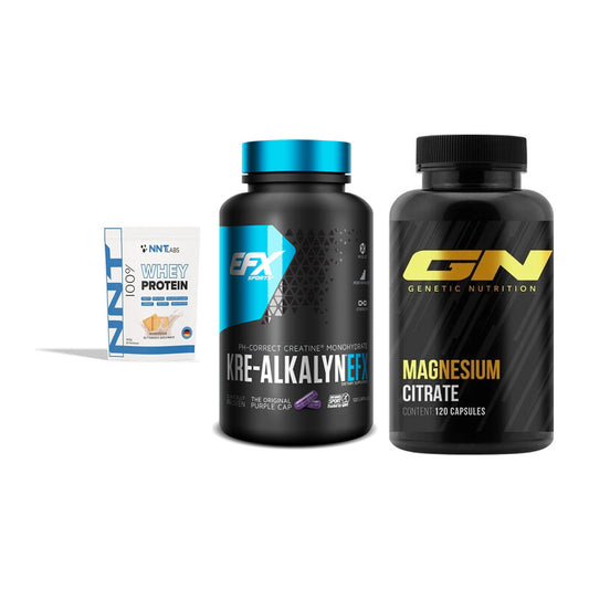 Einsteiger-Set: NNT Whey + EFX Kre-Alkalyn + GN Magnesium Citrate – alle enthaltenen Artikel