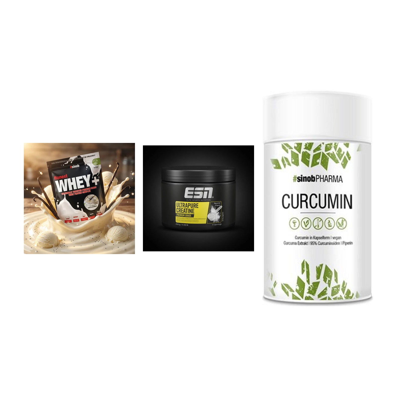 Einsteiger-Set: Sinob Honest + ESN Ultrapure + Sinob Curcumin – alle enthaltenen Artikel
