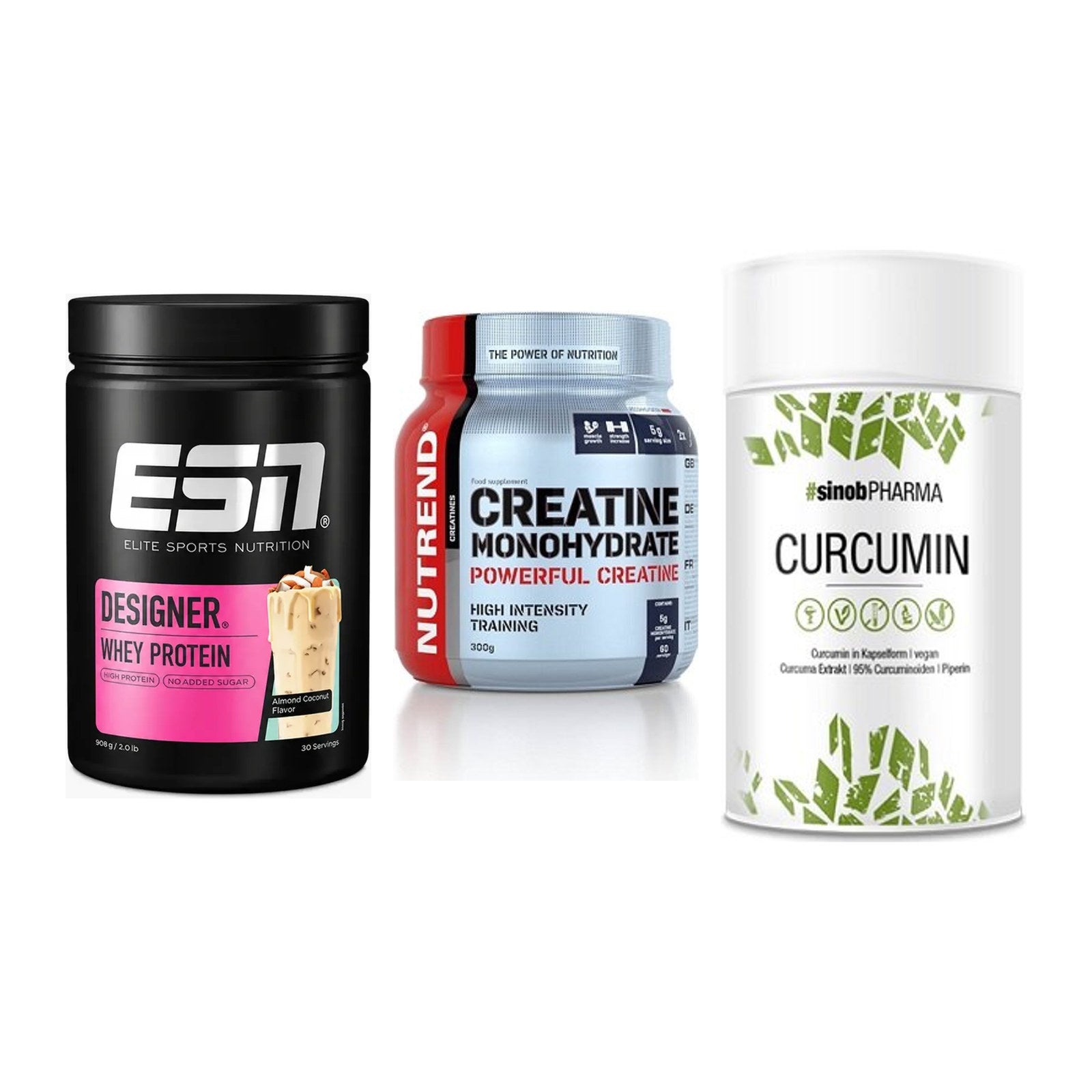 Einsteiger-Set: ESN Designer + Nutrend Creatine + Sinob Curcumin – alle enthaltenen Artikel