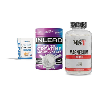 Einsteiger-Set: NNT Whey + INLEAD Creatine + MST Magnesium – alle enthaltenen Artikel
