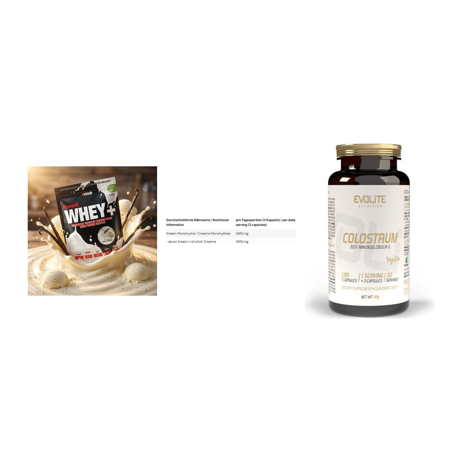 Einsteiger-Set: Sinob Honest + INLEAD Creatine + Evolite Nutritio – alle enthaltenen Artikel