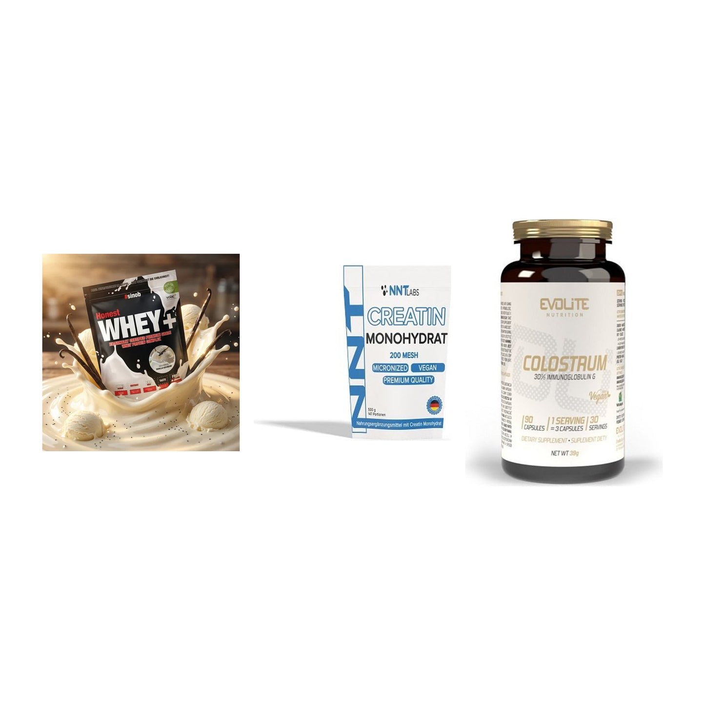 Einsteiger-Set: Sinob Honest + NNT Creatin + Evolite Nutritio – alle enthaltenen Artikel