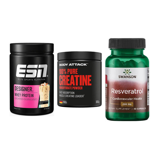 Einsteiger-Set: ESN Designer + Body Attack 100% + Swanson Resverat – alle enthaltenen Artikel