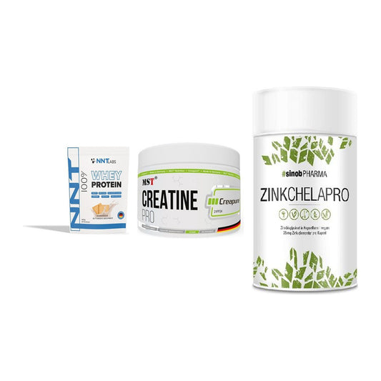 Einsteiger-Set: NNT Whey + MST Creatin Pro + Sinob Zink – alle enthaltenen Artikel