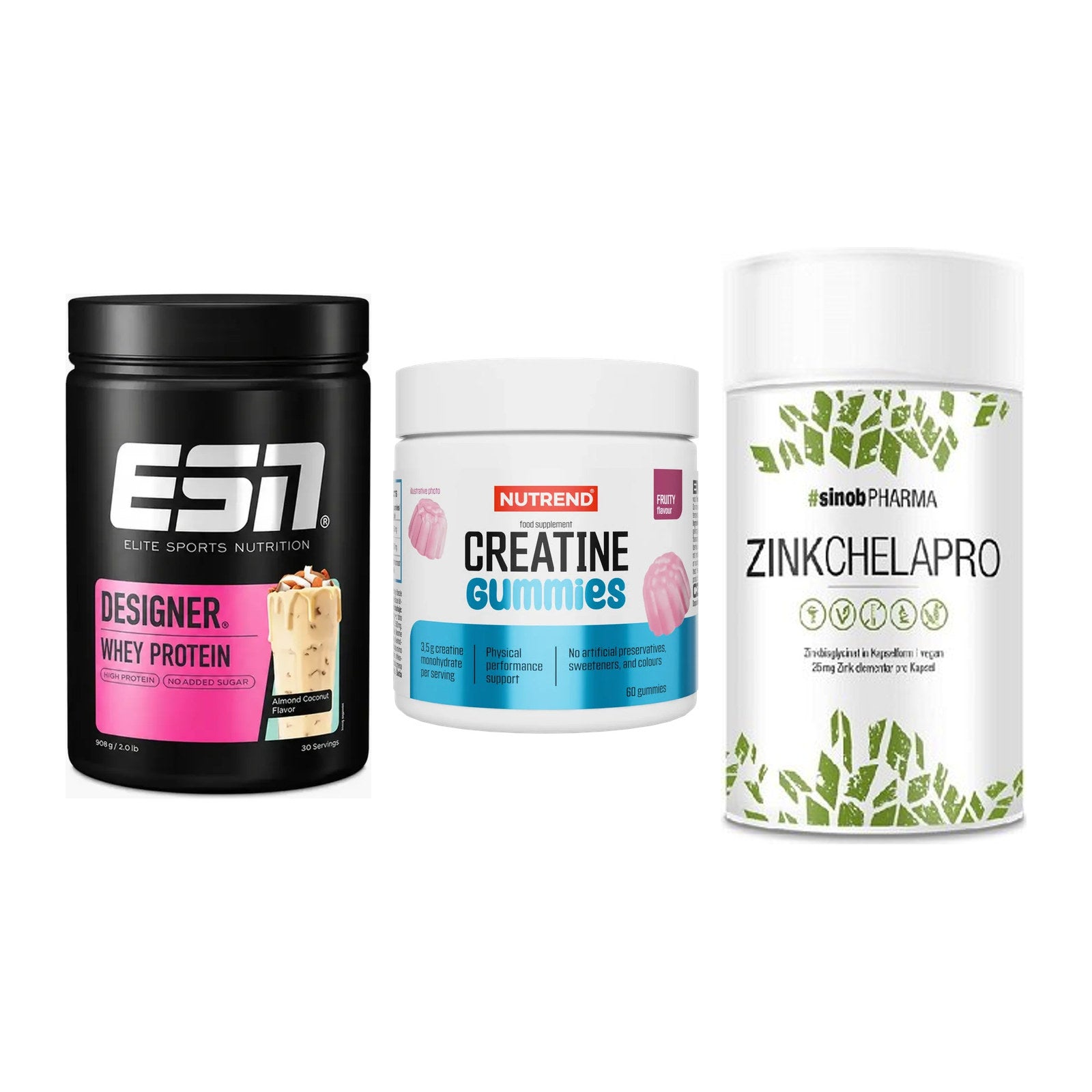 Einsteiger-Set: ESN Designer + Nutrend Creatine + Sinob Zink – alle enthaltenen Artikel