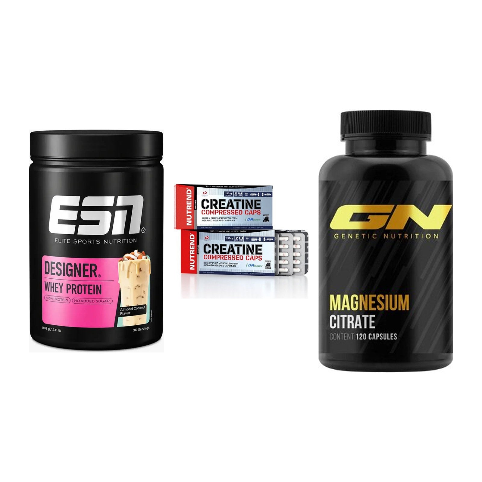 Einsteiger-Set: ESN Designer + Nutrend Creatine + GN Magnesium – alle enthaltenen Artikel