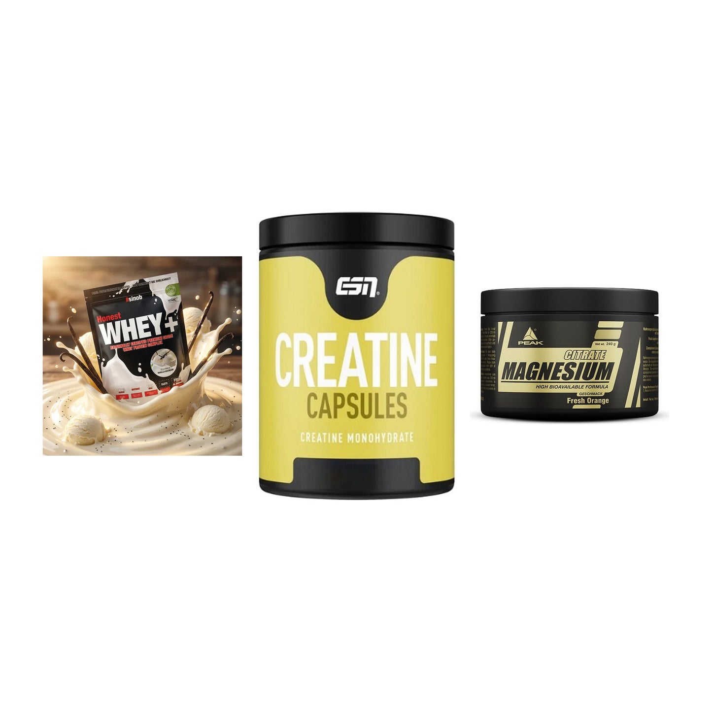 Einsteiger-Set: Sinob Honest + ESN Ultrapure + Peak Magnesium – alle enthaltenen Artikel