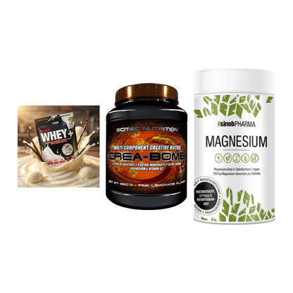 Einsteiger-Set: Sinob Honest + Scitec Crea-Bomb + Sinob Magnesium – alle enthaltenen Artikel