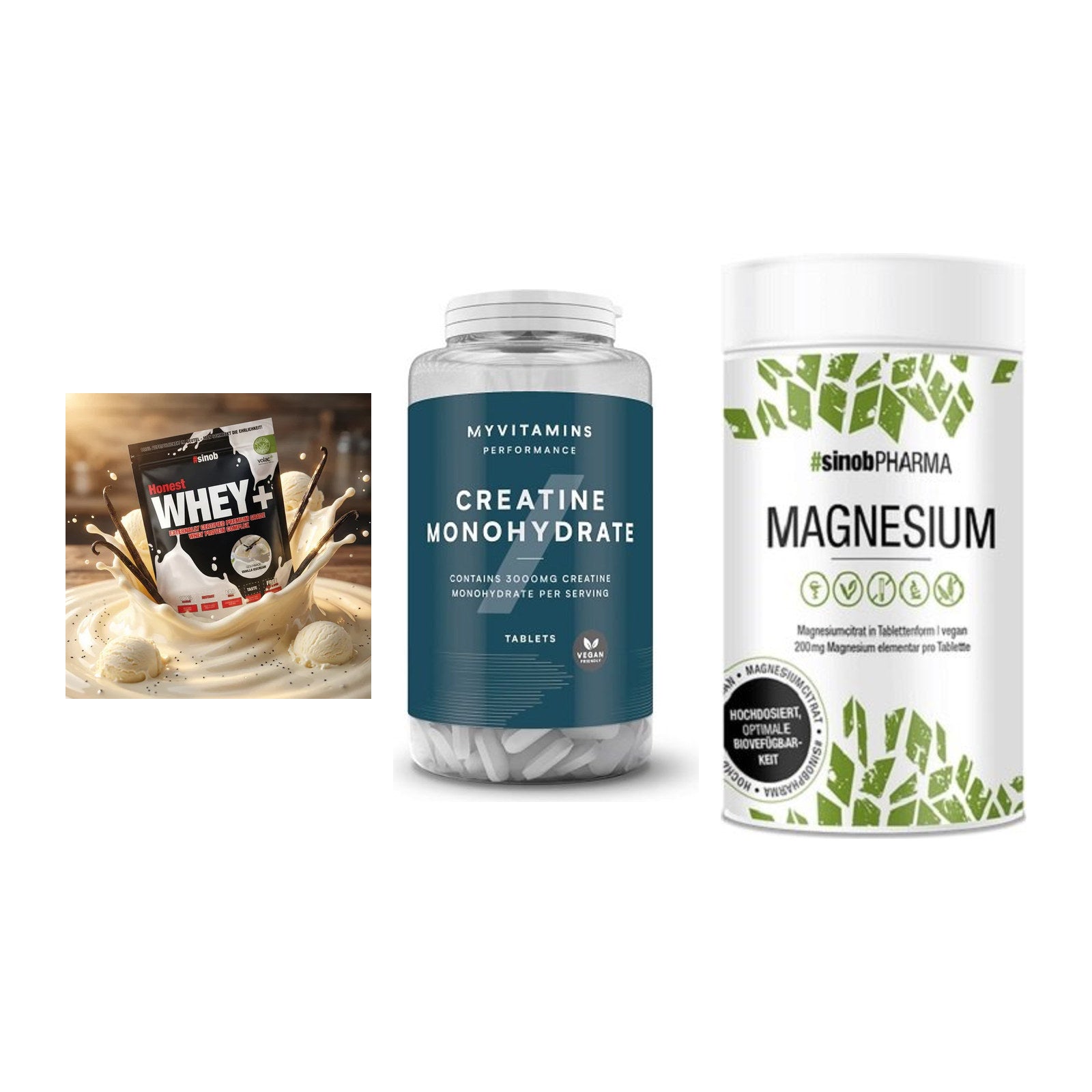 Einsteiger-Set: Sinob Honest + MyProtein + Sinob Magnesium – alle enthaltenen Artikel