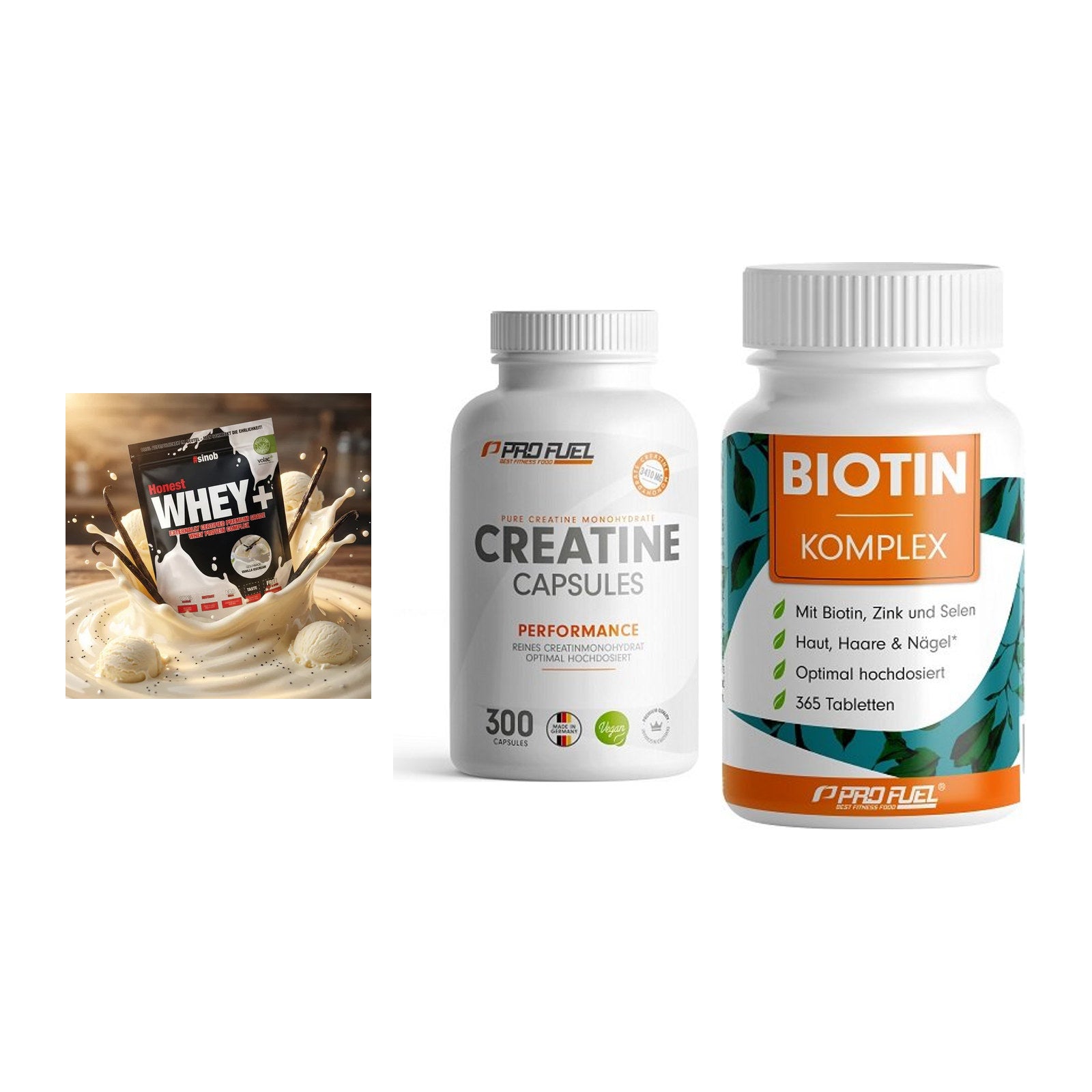 Einsteiger-Set: Sinob Honest + ProFuel Creatine + ProFuel BIOTIN – alle enthaltenen Artikel