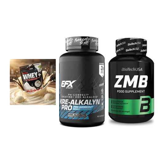 Einsteiger-Set: Sinob Honest Whey+ + EFX Kre-Alkalyn PRO + BioTech ZMB – alle enthaltenen Artikel