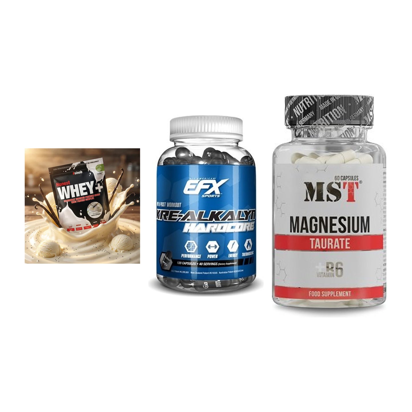Einsteiger-Set: Sinob Honest + EFX Kre-Alkalyn + MST Magnesium – alle enthaltenen Artikel