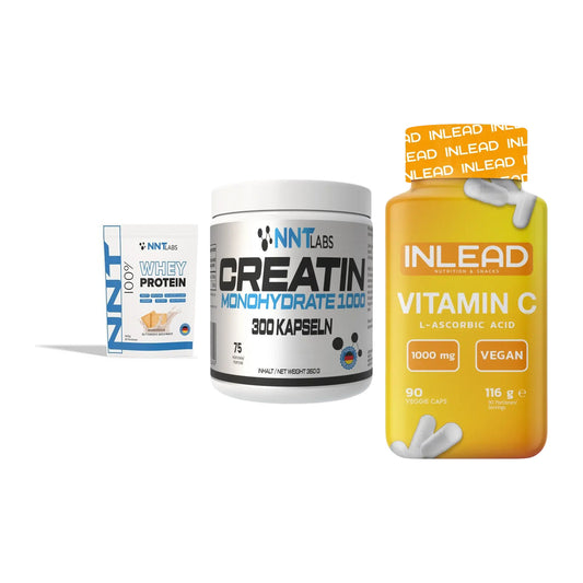Einsteiger-Set: NNT Whey + NNT Creatin 1000 mg + INLEAD Vitamin C – alle enthaltenen Artikel