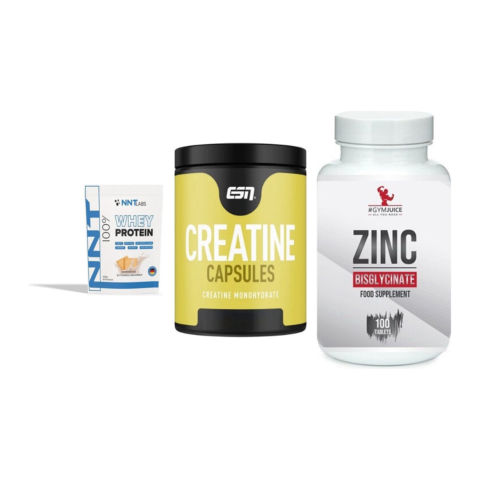 Einsteiger-Set: NNT Whey + ESN Ultrapure + #GYMJUICE ZINC – alle enthaltenen Artikel