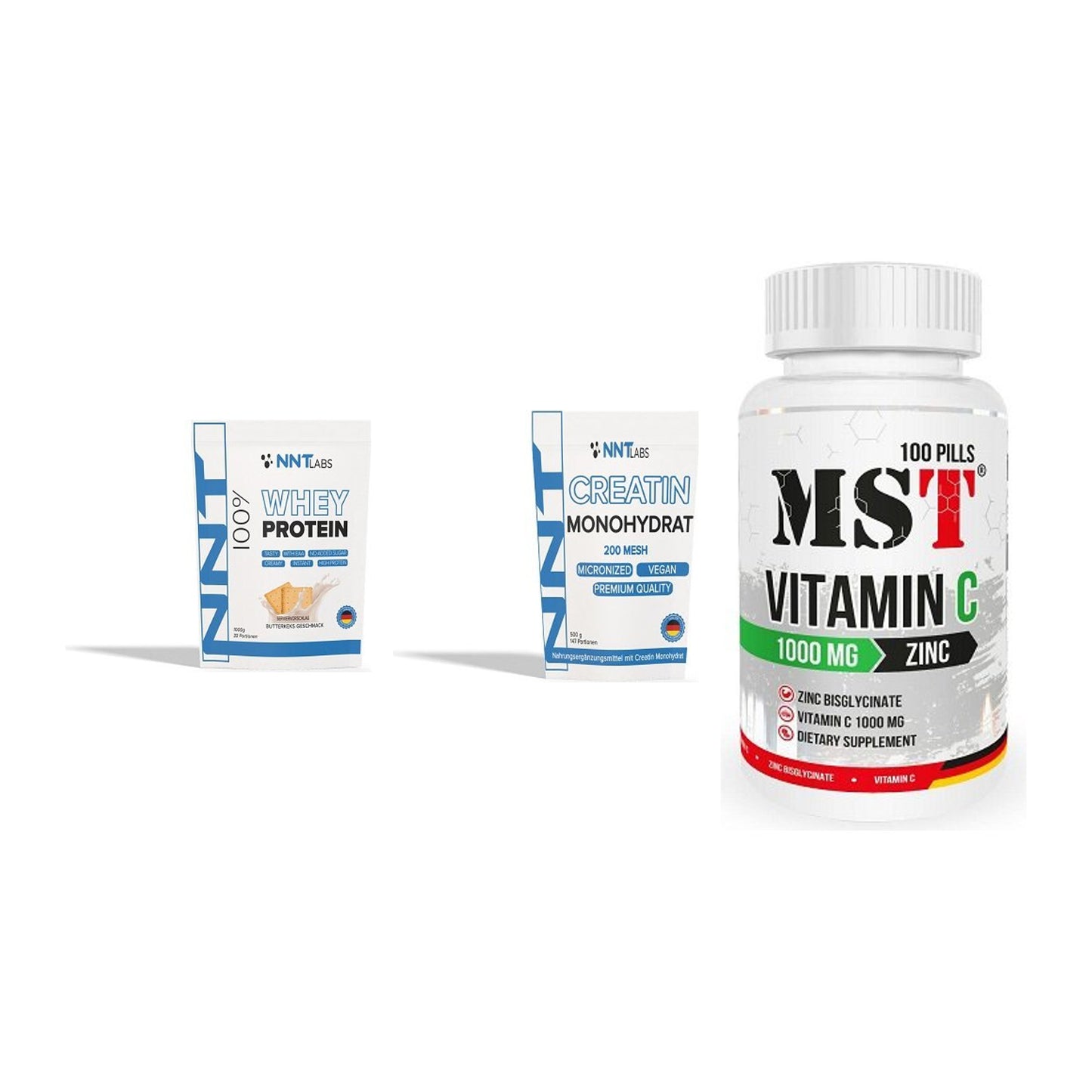 Einsteiger-Set: NNT Whey + NNT Creatin + MST Vitamin C – alle enthaltenen Artikel