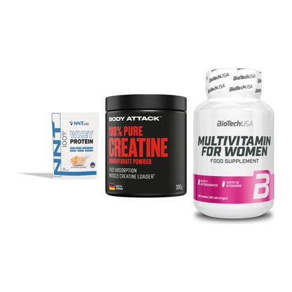 Einsteiger-Set: NNT Whey + Body Attack 100% + BioTech Multivit – alle enthaltenen Artikel