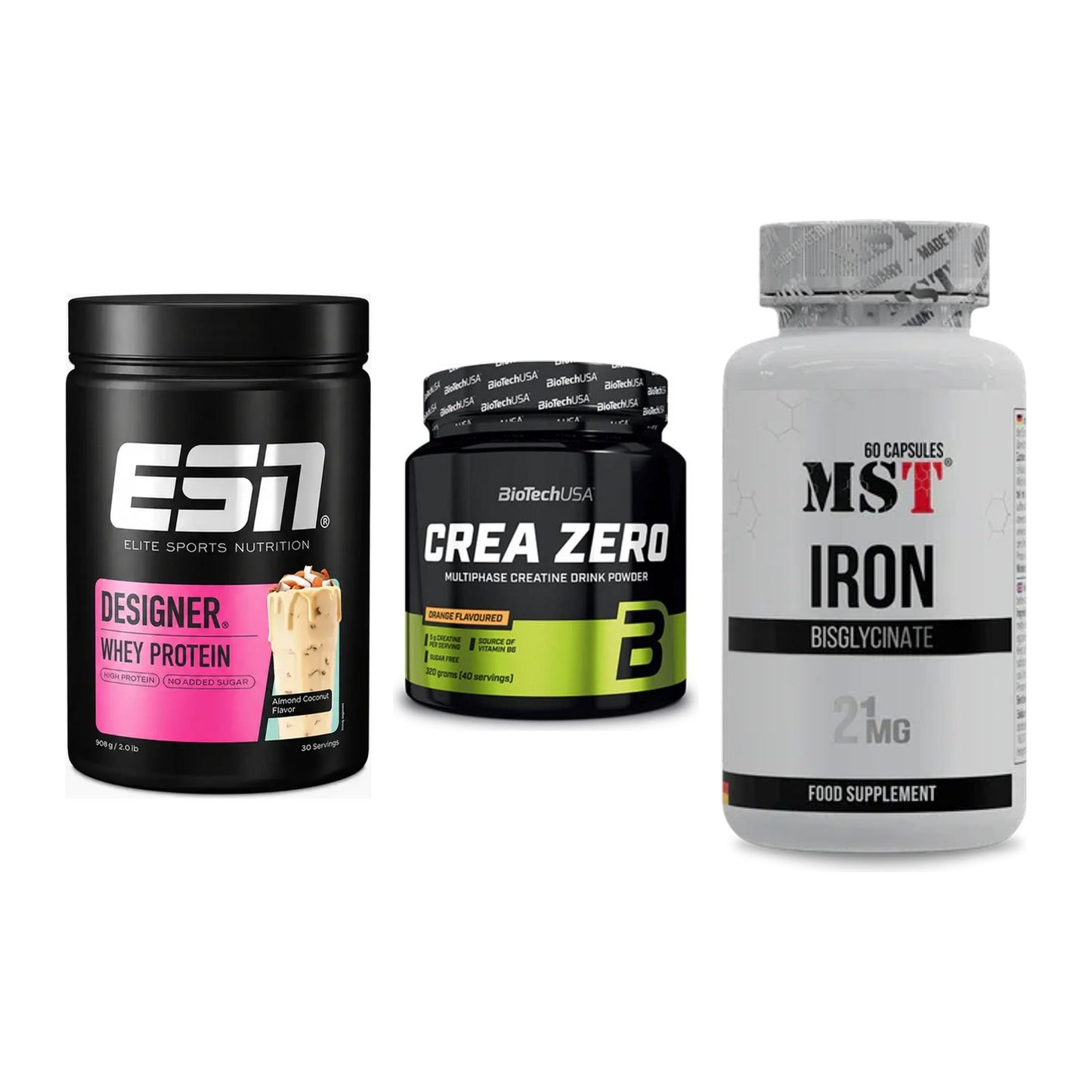 Einsteiger-Set: ESN Designer + BioTech Crea + MST Iron Bisglyc – alle enthaltenen Artikel