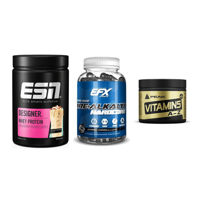 Einsteiger-Set: ESN Designer + EFX Kre-Alkalyn + Peak Vitamin A-Z – alle enthaltenen Artikel