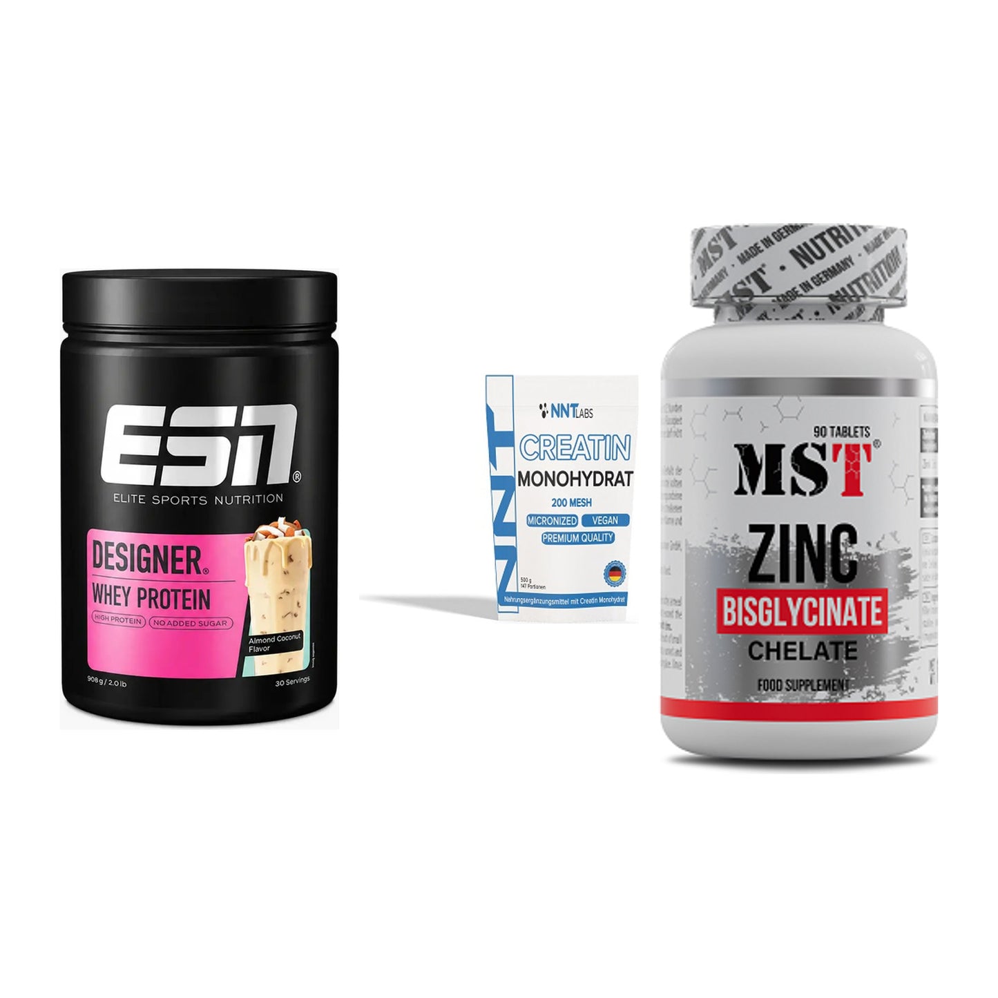 Einsteiger-Set: ESN Designer + NNT Creatin + MST Zinc Chelate – alle enthaltenen Artikel