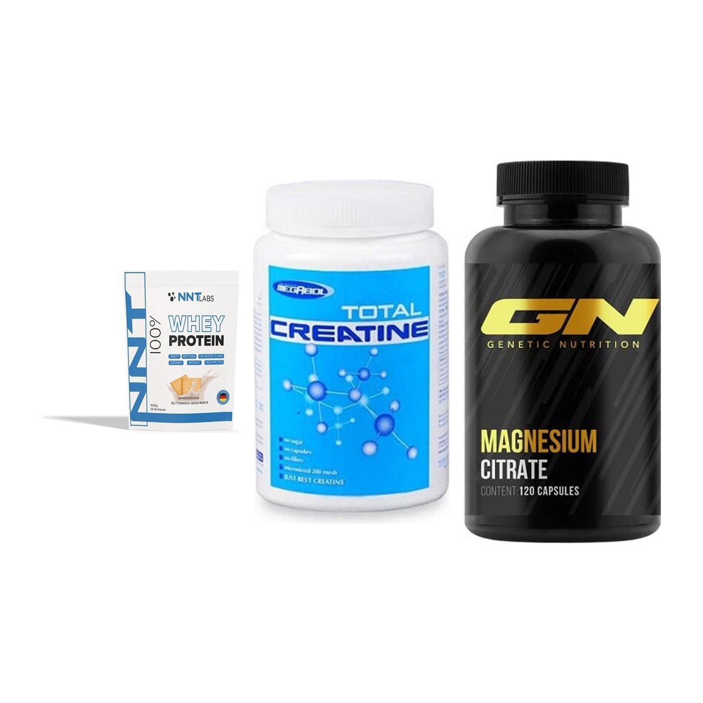 Einsteiger-Set: NNT Whey + Megabol Total + GN Magnesium – alle enthaltenen Artikel