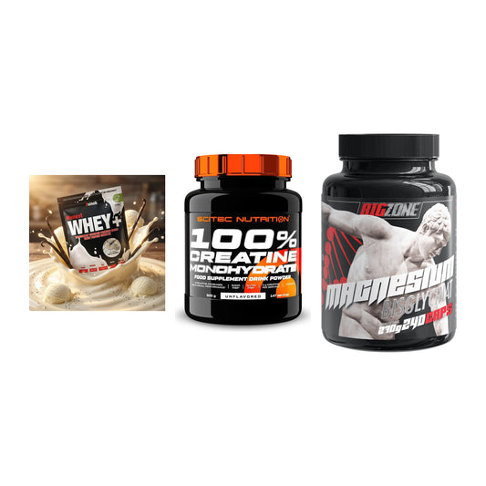 Einsteiger-Set: Sinob Honest + Scitec Creatine + Big Zone Magnesi – alle enthaltenen Artikel