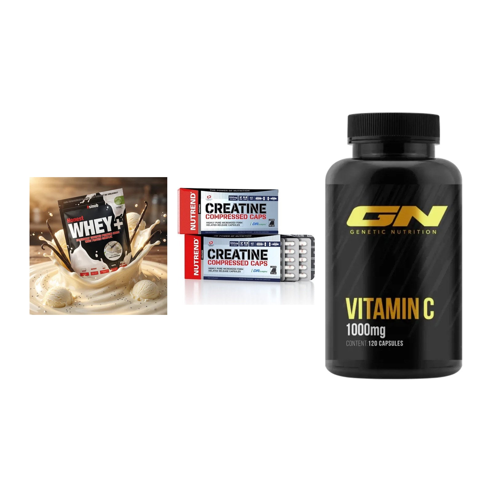Einsteiger-Set: Sinob Honest + Nutrend Creatine + GN Vitamin C – alle enthaltenen Artikel