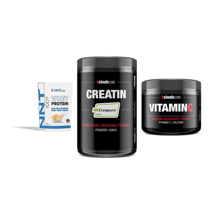 Einsteiger-Set: NNT Whey + Sinob Creatin + Sinob Vitamin C – alle enthaltenen Artikel