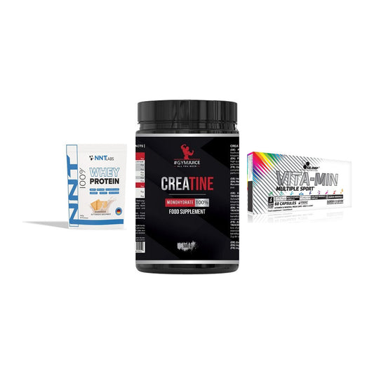 Einsteiger-Set: NNT Whey + #GYMJUICE + Olimp Vita-Min – alle enthaltenen Artikel