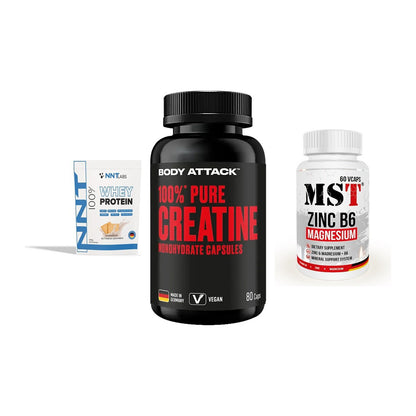 Einsteiger-Set: NNT Whey + Body Attack 100% + MST Zinc – alle enthaltenen Artikel