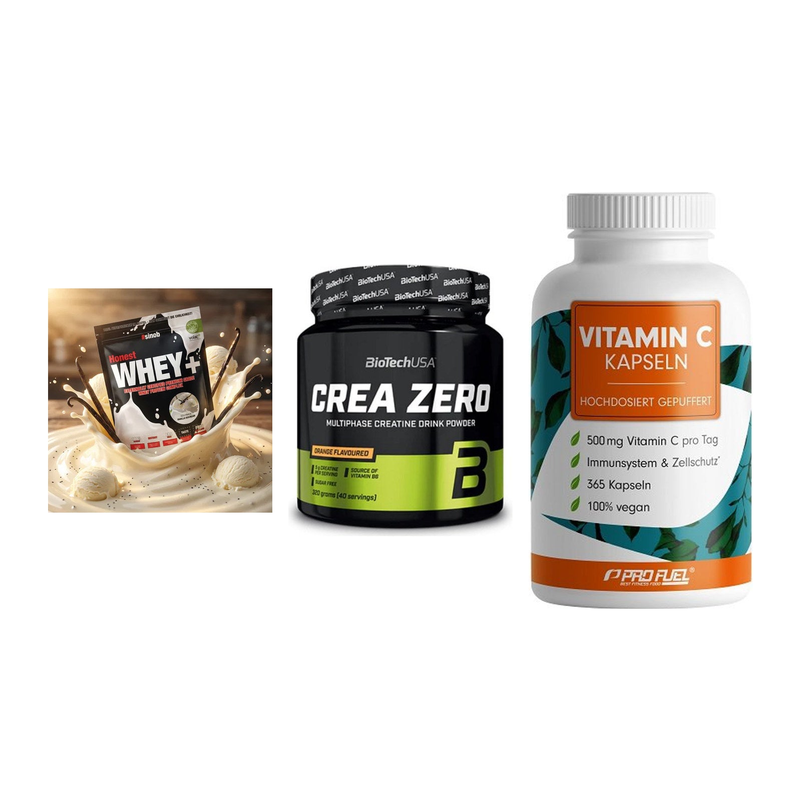 Einsteiger-Set: Sinob Honest + BioTech Crea + ProFuel Vitamin – alle enthaltenen Artikel