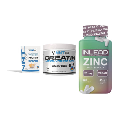 Einsteiger-Set: NNT Whey + NNT Creatin 1000 + INLEAD Zink – alle enthaltenen Artikel