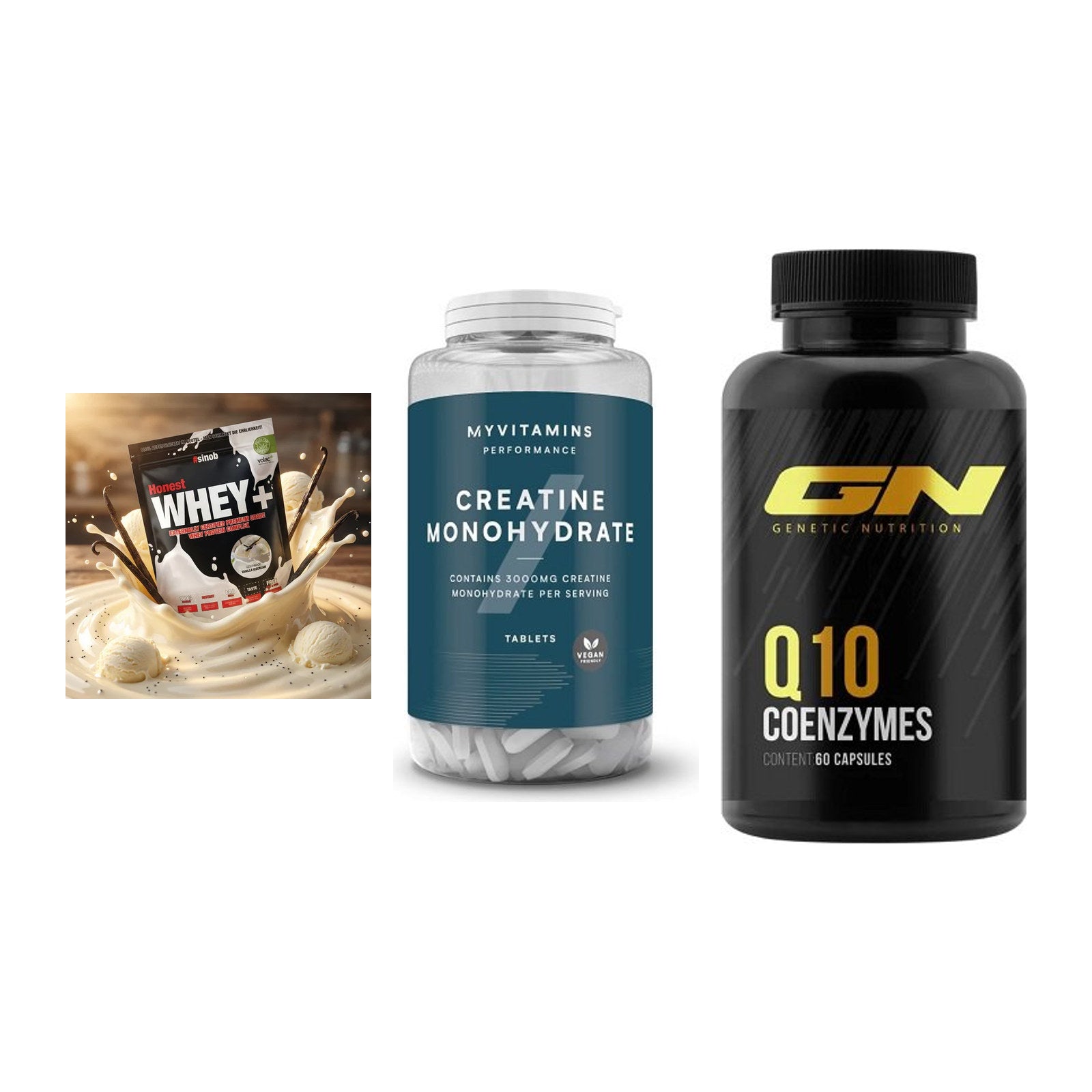 Einsteiger-Set: Sinob Honest + MyProtein + GN Q10 Health – alle enthaltenen Artikel