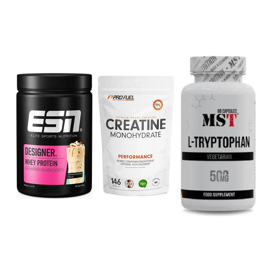 Einsteiger-Set: ESN Designer + ProFuel Creatine + MST Tryptophan – alle enthaltenen Artikel